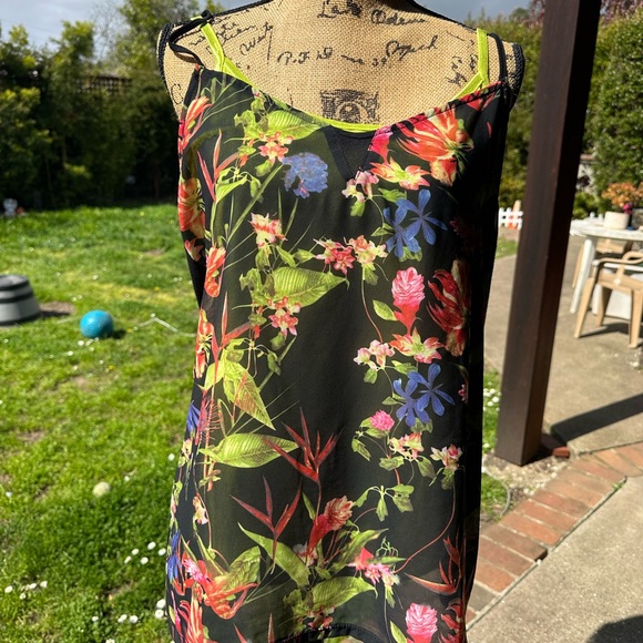 XL Floral Black Sleeveless Dress - Picture 1 of 2